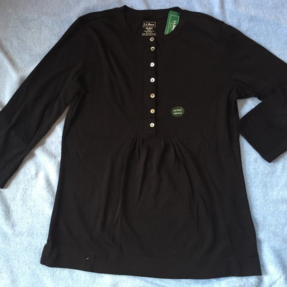 LL Bean Pima Cotton Henley Womens XS